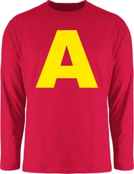 Shirtracer Rundhalsshirt Kostüm Buchstabe A Chipmunk Alvin Rot/Dunkelrot