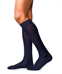 FALKE Kniestrümpfe No. 2 Finest Cashmere Dunkelblau/Schwarz/Orange