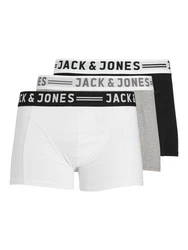 JACK & JONES Boxershorts SENSE TRUNKS 3-PACK NOOS Schwarz/Weiß/Blau/Grau/Hellblau