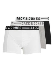 JACK & JONES Boxershorts SENSE TRUNKS 3-PACK NOOS Schwarz/Weiß/Blau/Grau/Hellblau