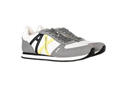 ARMANI EXCHANGE Herren Sneaker Low Schnür-Schuh Retro Logo Sneaker Hellgrau/Grau/Beige/Grün/Gelb