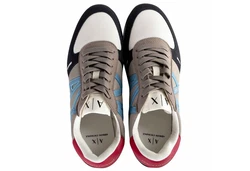 ARMANI EXCHANGE Herren Sneaker Low Schnür-Schuh Retro Logo Sneaker Blau/Grau