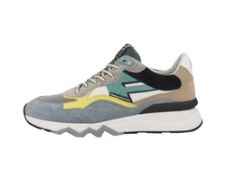 Floris van Bommel Sneaker De Zager 02.66 Grau/Hellgrau/Gelb/Hellblau/Blau