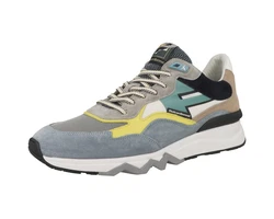 Floris van Bommel Sneaker De Zager 02.66 Grau/Hellgrau/Gelb/Hellblau/Blau