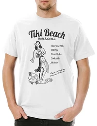 Print-Shirt Tiki Beach Bar & Grill Herren T-Shirt Hula Girl Aloha Island Hawaii (1-tlg) Art Strand Restaurant Caribbean