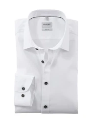 OLYMP Langarmhemd Creme/Weiß/Dunkelblau