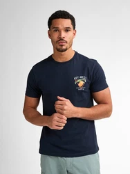 Petrol Industries T-Shirt mit Aufdruck Dunkelblau/Blau