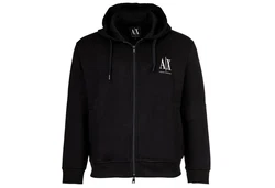 ARMANI EXCHANGE Sweatshirt Herren Sweatjacke mit Kapuze Hoodie Full-Zip schwarz/weiß