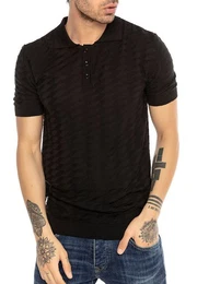 Poloshirt mit Strukturmuster Stilvolles Kurzarm-Shirt