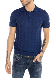 Poloshirt mit Strukturmuster Stilvolles Kurzarm-Shirt