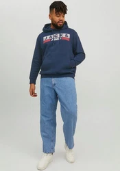 Jack & Jones Plus Sweatshirt 'JJEcorp' blau/grau/rot/weiß