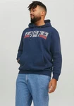 Jack & Jones Plus Sweatshirt 'JJEcorp' blau/grau/rot/weiß