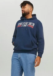 Jack & Jones Plus Sweatshirt 'JJEcorp' blau/grau/rot/weiß