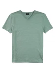 OLYMP T-Shirt Casual Wirk Linen V-Neck Grün/Hellgrün
