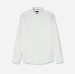 OLYMP Langarmhemd Casual Weiß/Grau/Creme