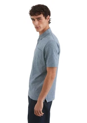 Marc O'Polo Poloshirt Slub-Jersey Grau/Hellblau/Blau