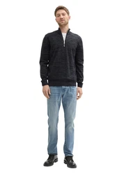 TOM TAILOR Strickpullover Dunkelblau/Grau/Hellblau/Rot