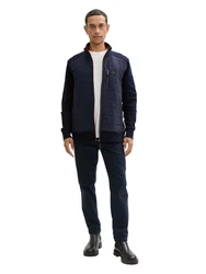 TOM TAILOR Hybrid Sweatjacke mit Stehkragen und Langarmshirt Dunkelblau