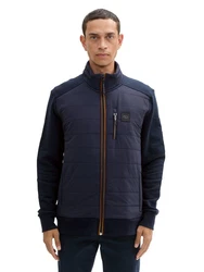 TOM TAILOR Hybrid Sweatjacke mit Stehkragen und Langarmshirt Dunkelblau