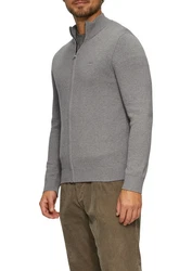 s.Oliver Strickjacke mit Stehkragen Rippblende Hellgrau/Grau/Dunkelgrau