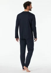 Schiesser Pyjama Schlafanzug Dunkelblau