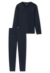Schiesser Pyjama Schlafanzug Dunkelblau