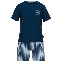 Pyjama Herren Schlafanzug - kurz, Rundhals, Streifen, (2 tlg)