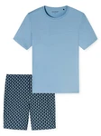 Schiesser Pyjama Rundhals Casual Essentials Blau/Grau/Hellblau
