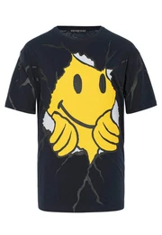 T-Shirt mit Smiley-Print Trendiges Oversize Streetwear-Shirt
