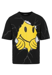 T-Shirt mit Smiley-Print Trendiges Oversize Streetwear-Shirt