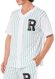 T-Shirt Baseball-Shirt mit Knopfleiste und Streifen Sportliches Oversize-Shirt