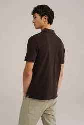 WE Fashion Poloshirt Dunkelbraun/Khaki/Dunkelrot