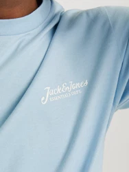 Jack & Jones T-Shirt JJBEAU TEE SS FRONTPRINT CREW NECK Hellblau/Blau