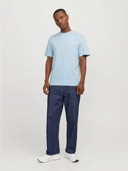 Jack & Jones T-Shirt JJBEAU TEE SS FRONTPRINT CREW NECK Hellblau/Blau