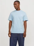 Jack & Jones T-Shirt JJBEAU TEE SS FRONTPRINT CREW NECK Hellblau/Blau