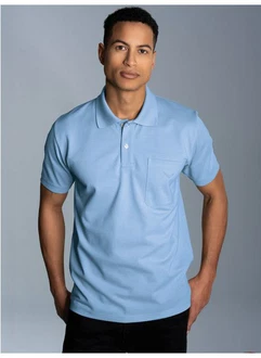 Trigema Poloshirt mit Brusttasche Hellblau/Blau