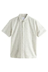 Next Kurzarmhemd Weiß/Khaki/Beige