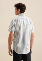 Seidensticker Businesshemd Regular Button-Down-Kragen Karo Hellgrün