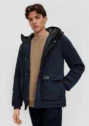 Allwetterjacke Parka mit Steppdetail Label-Patch
