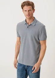 Kurzarmshirt Poloshirt aus Baumwollpiqu