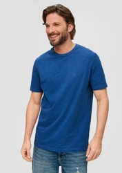 s.Oliver Kurzarmshirt Jerseyshirt Labelprint Blau/Dunkelblau