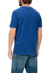 s.Oliver Kurzarmshirt Jerseyshirt Labelprint Blau/Dunkelblau