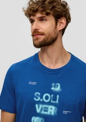 s.Oliver Kurzarmshirt T-Shirt Modell Artwork Blau