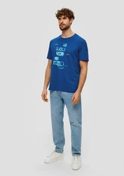 s.Oliver Kurzarmshirt T-Shirt Modell Artwork Blau