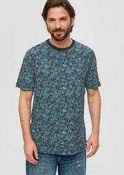 s.Oliver Kurzarmshirt T-Shirt Türkis/Dunkelgrün/Grün