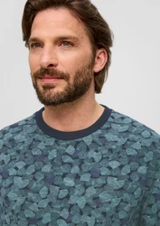 s.Oliver Kurzarmshirt T-Shirt Türkis/Dunkelgrün/Grün