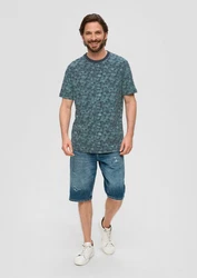 s.Oliver Kurzarmshirt T-Shirt Türkis/Dunkelgrün/Grün