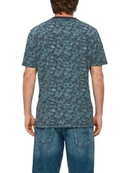 s.Oliver Kurzarmshirt T-Shirt Türkis/Dunkelgrün/Grün