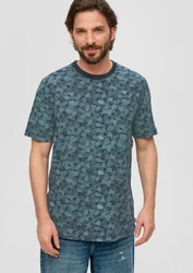 s.Oliver Kurzarmshirt T-Shirt Türkis/Dunkelgrün/Grün