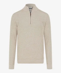 Brax Strickpullover Troyer Steffen Regular Fit Braun/Khaki/Beige/Grau